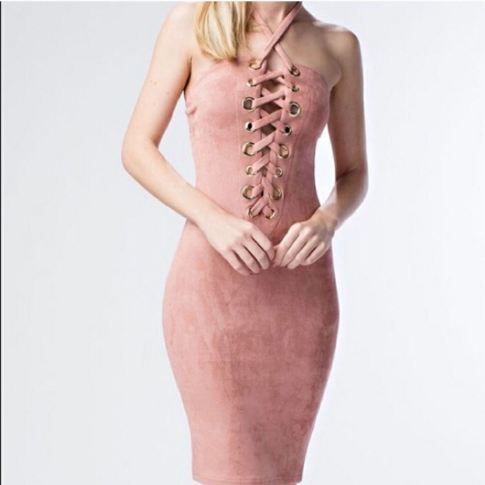 Suede Lace Up Dress